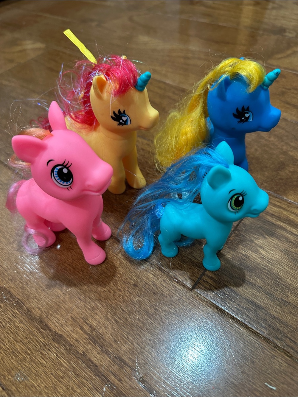 Unicorn and Pony Toy Set - Pink, Yellow, Blue, Teal